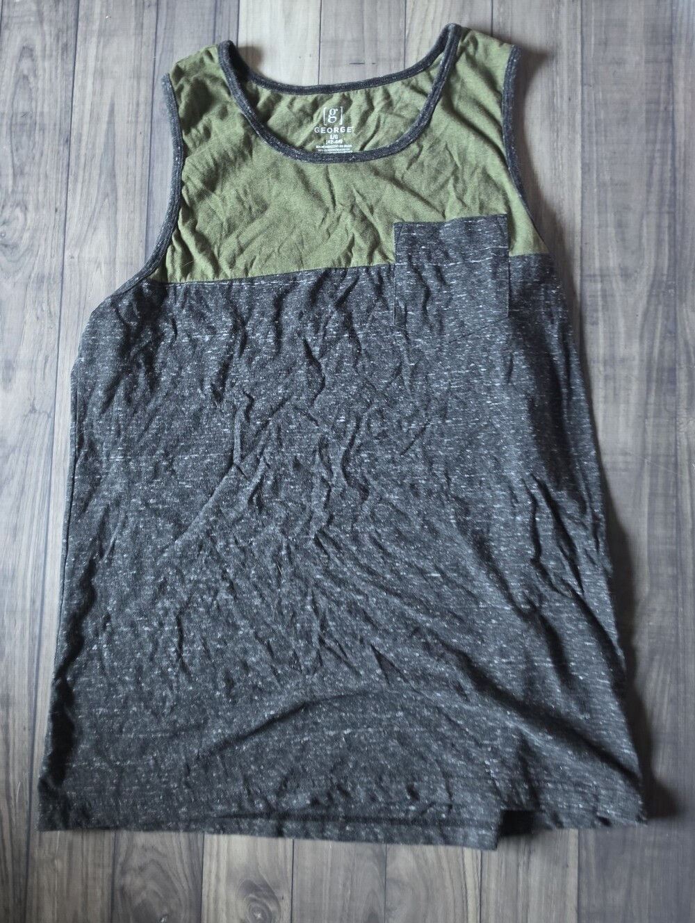 George Two-Tone Olive and Charcoal Tank Top